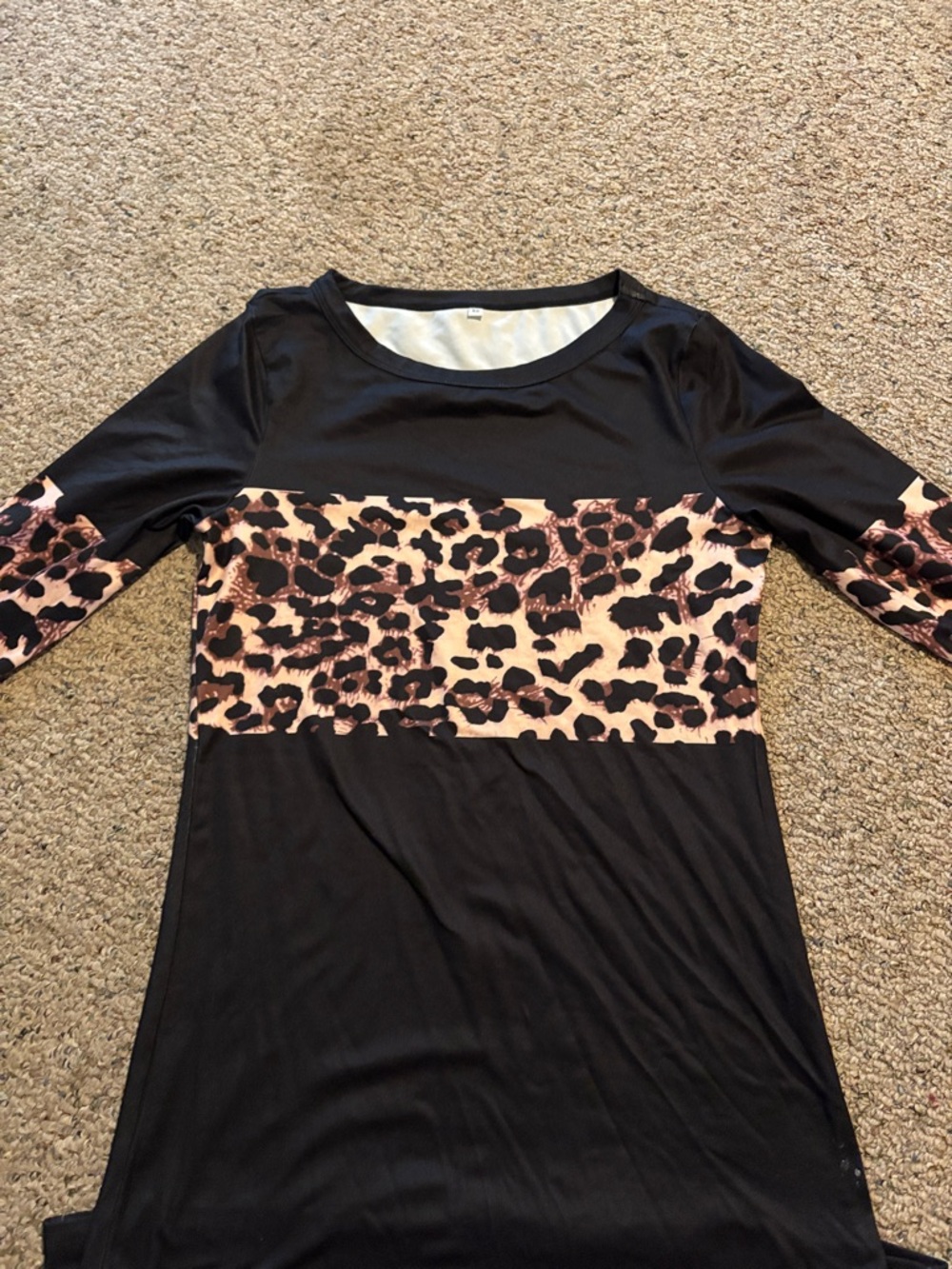 Black Dress with Black Leopard Print Panel